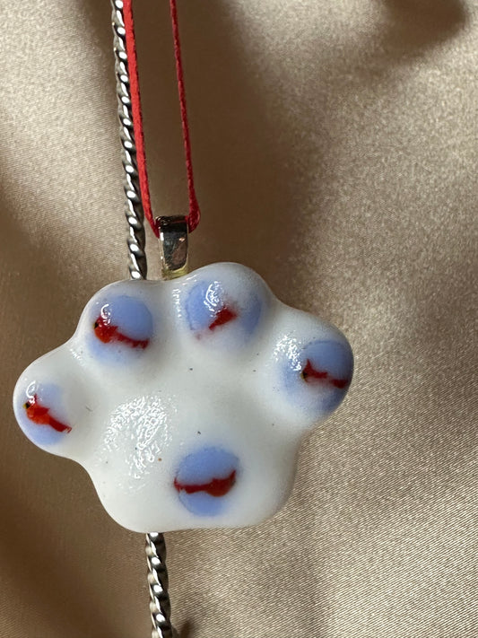 Handmade Glass Paw Print Ornaments with Cardinals A Unique Tribute to Pets Nature's Beauty Pet Parents A Great Mothers Day Gift