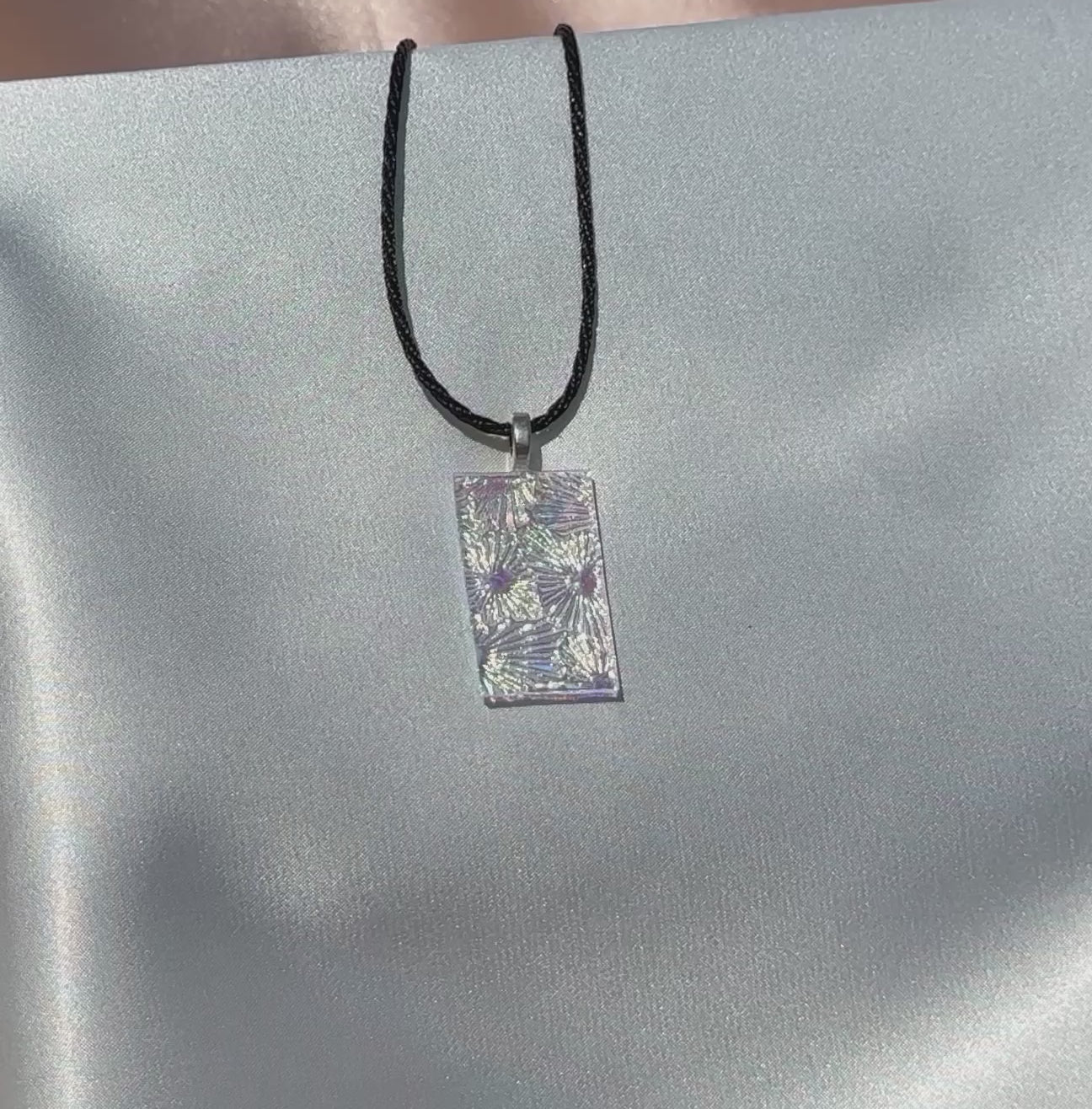 Clear Dichroic Jewelry Set, Pendant and Earrings Set, Handmade Art to Wear, Sparkling Necklace, Sparkling Earrings, Unique Gift, Gift forHer