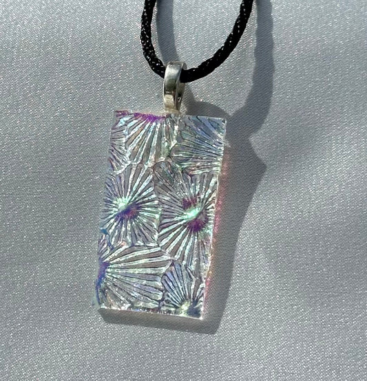Clear Dichroic Jewelry Set, Pendant and Earrings Set, Handmade Art to Wear, Sparkling Necklace, Sparkling Earrings, Unique Gift, Gift forHer