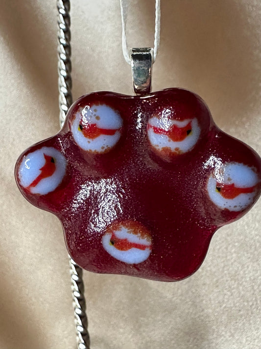 Handmade Fused Glass Paw Prints Ornaments with Cardinals. A Unique Tribute to Pets Nature's Beauty Pet Parents Pet Mom Mother’s Day Gift.