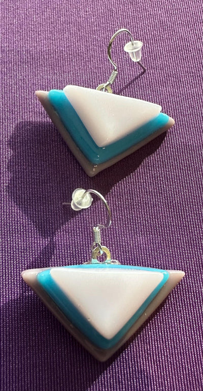 ArtDeco, Pendant, HandmadeJewelry, earrings, purple, turquoise, pink, sterling silver plated, gift for her, unique Jewelry. Boho Style