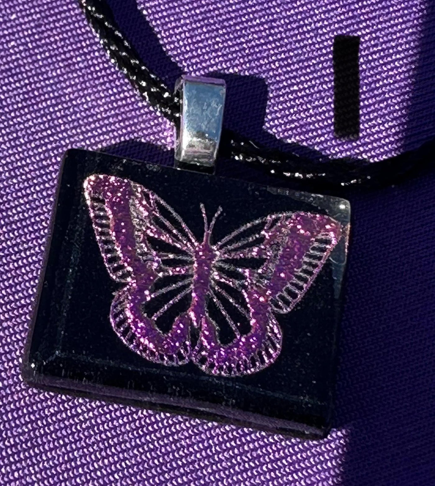 Dichroic Fused Glass Butterfly Pendants, Handmade Necklace, Fused Glass, Artisan Jewelry, Gift for Her, Unique Design, Butterfly Jewelry