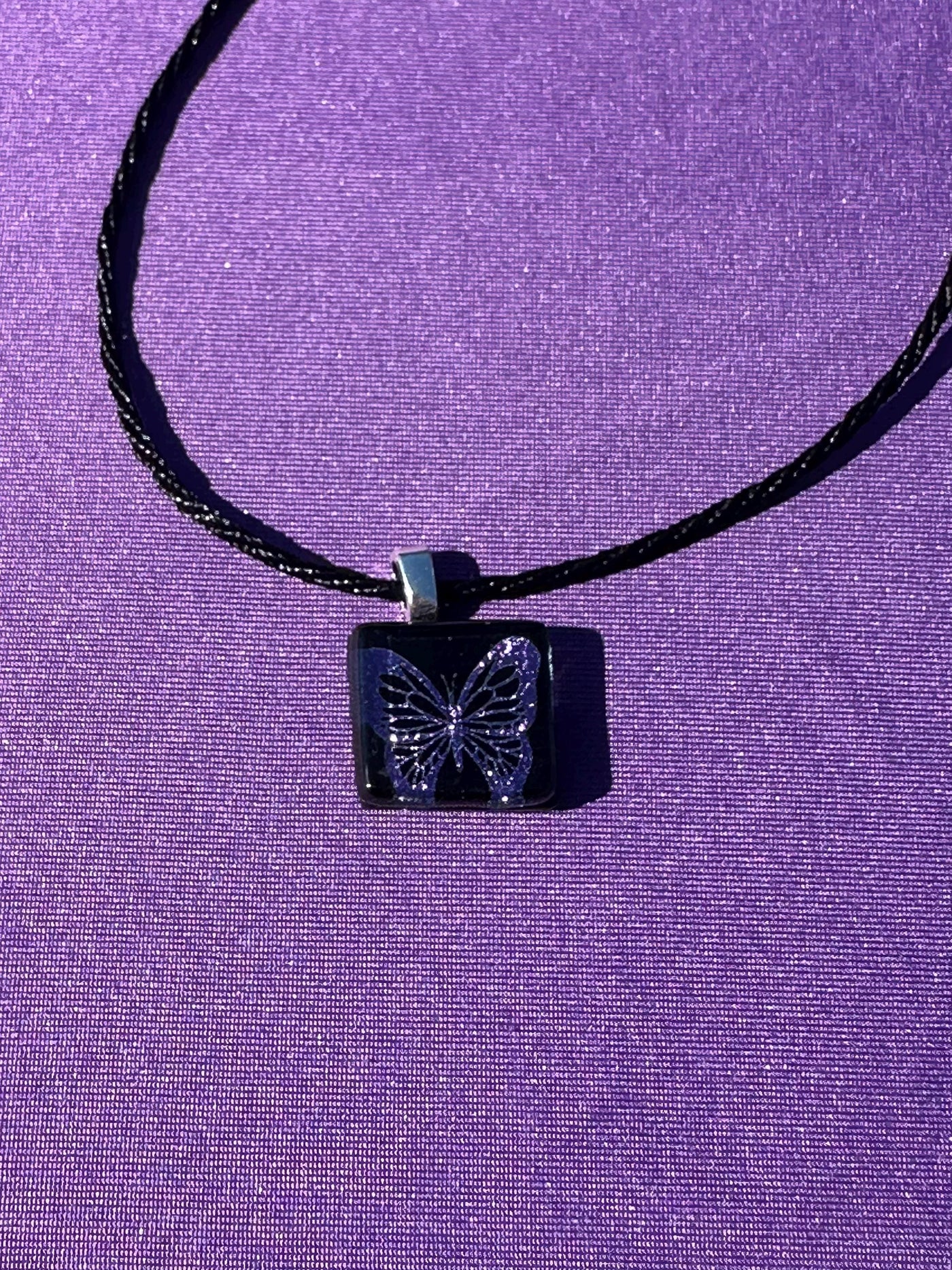 Dichroic Fused Glass Butterfly Pendants, Handmade Necklace, Fused Glass, Artisan Jewelry, Gift for Her, Unique Design, Butterfly Jewelry