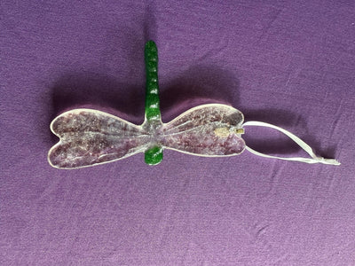 Purple Sun Catcher, Dragonfly Decor, Green Body, Light Purple Wings, Clear Wings, Handmade Decor, Window Hanging, Dragonfly Sun Catcher