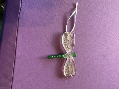 Purple Sun Catcher, Dragonfly Decor, Green Body, Light Purple Wings, Clear Wings, Handmade Decor, Window Hanging, Dragonfly Sun Catcher