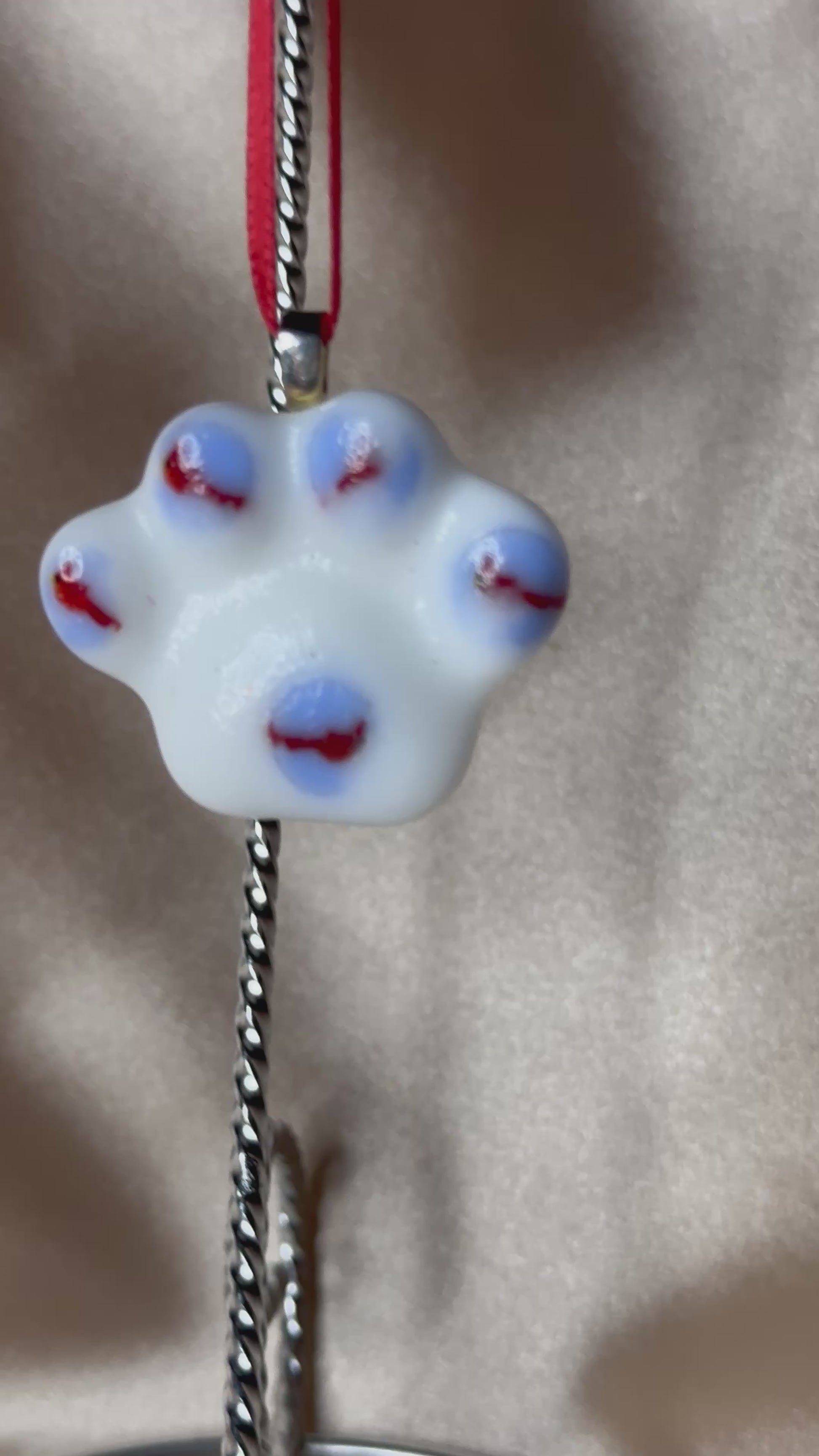 Handmade Glass Paw Print Ornaments with Cardinals A Unique Tribute to Pets Nature's Beauty Pet Parents A Great Mothers Day Gift