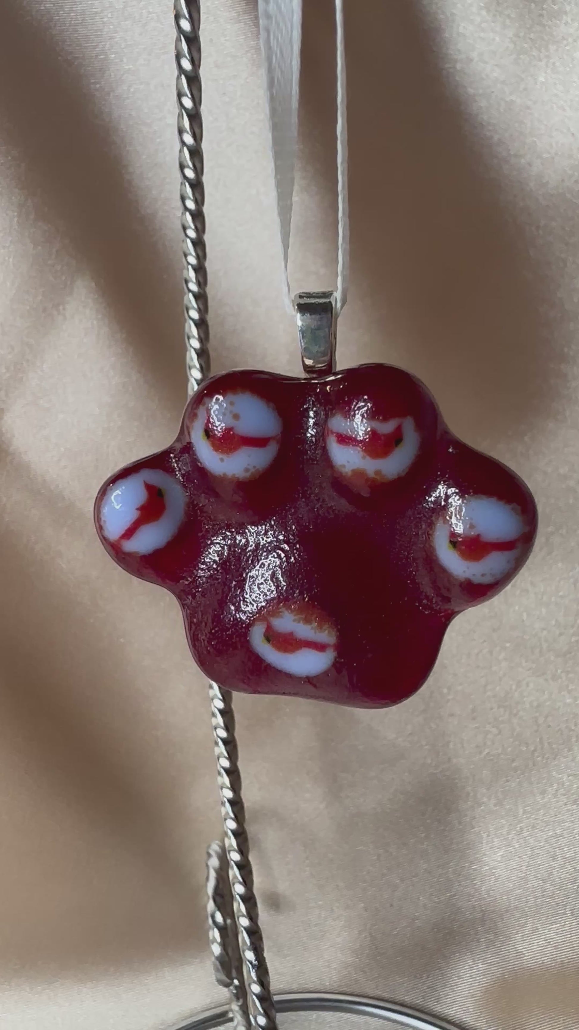 Handmade Fused Glass Paw Prints Ornaments with Cardinals. A Unique Tribute to Pets Nature's Beauty Pet Parents Pet Mom Mother’s Day Gift.